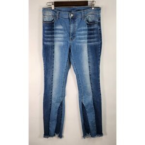 Litz Two Tone Raw Hem Jeans Women's 32 Stretch Denim Boho Y2K 70's